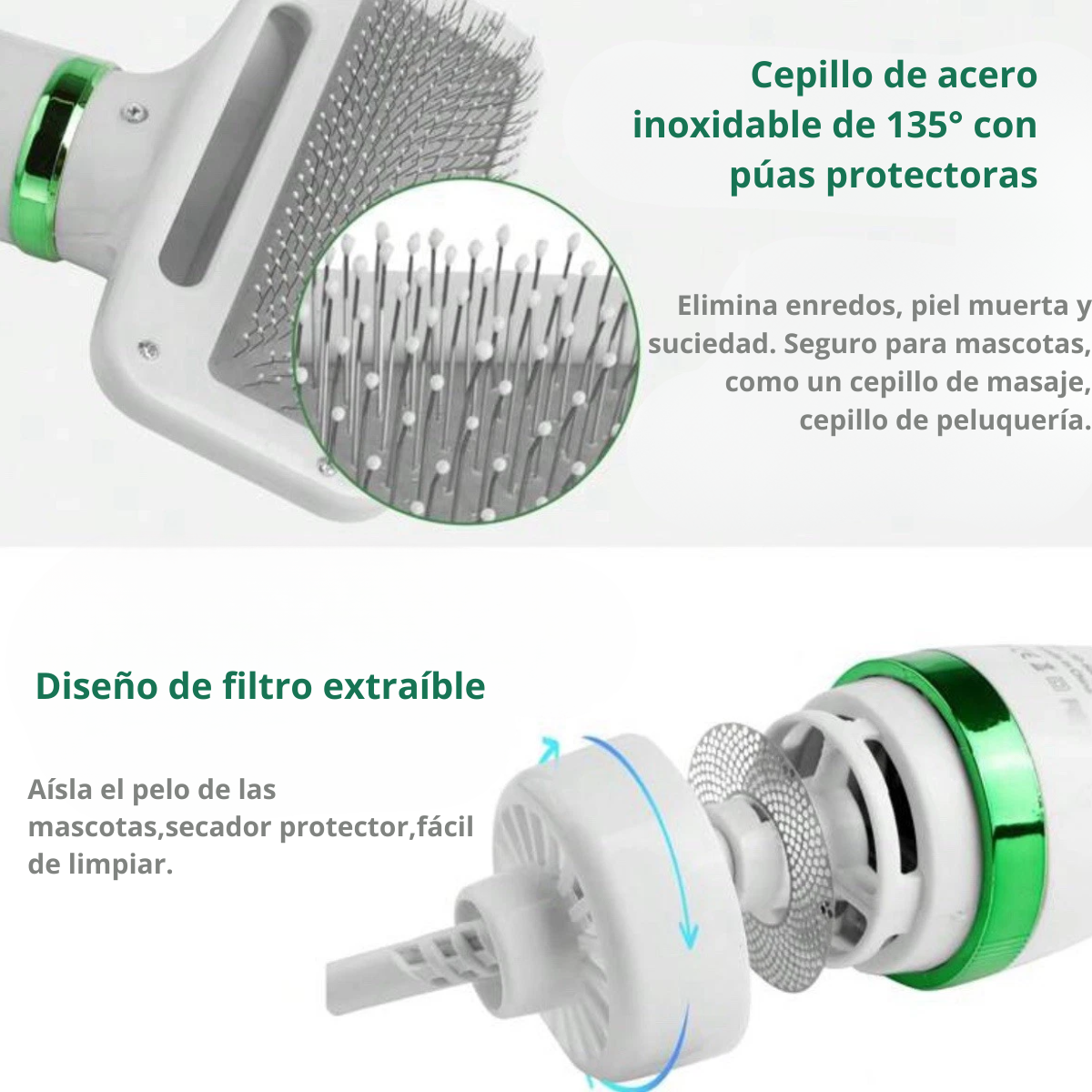 PEINE SECADOR ELÉTRICO PARA MASCOTAS (2 EN 1)