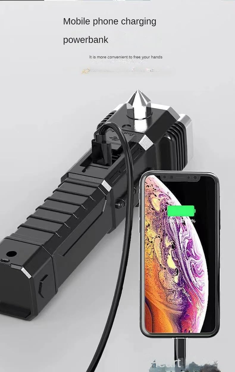 Linterna con Martillo de Seguridad - Recargable